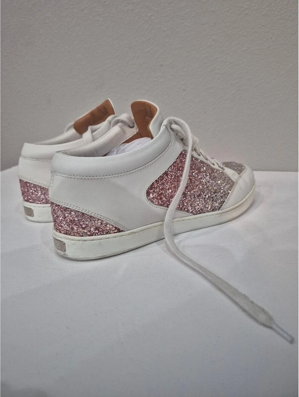 JIMMY CHOO Miami Sneakers Glitter Leather Sneakers Size 39